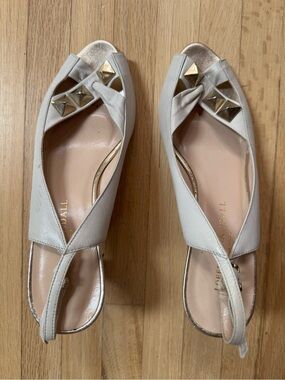 Loeffler Randall Cream Kitten Heel with Studs